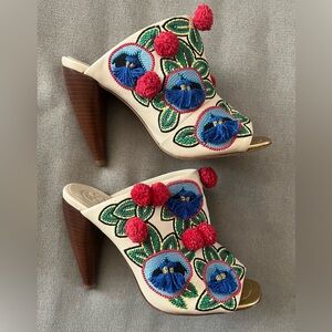 Tory Burch Ellis Embroidered Leather Mules